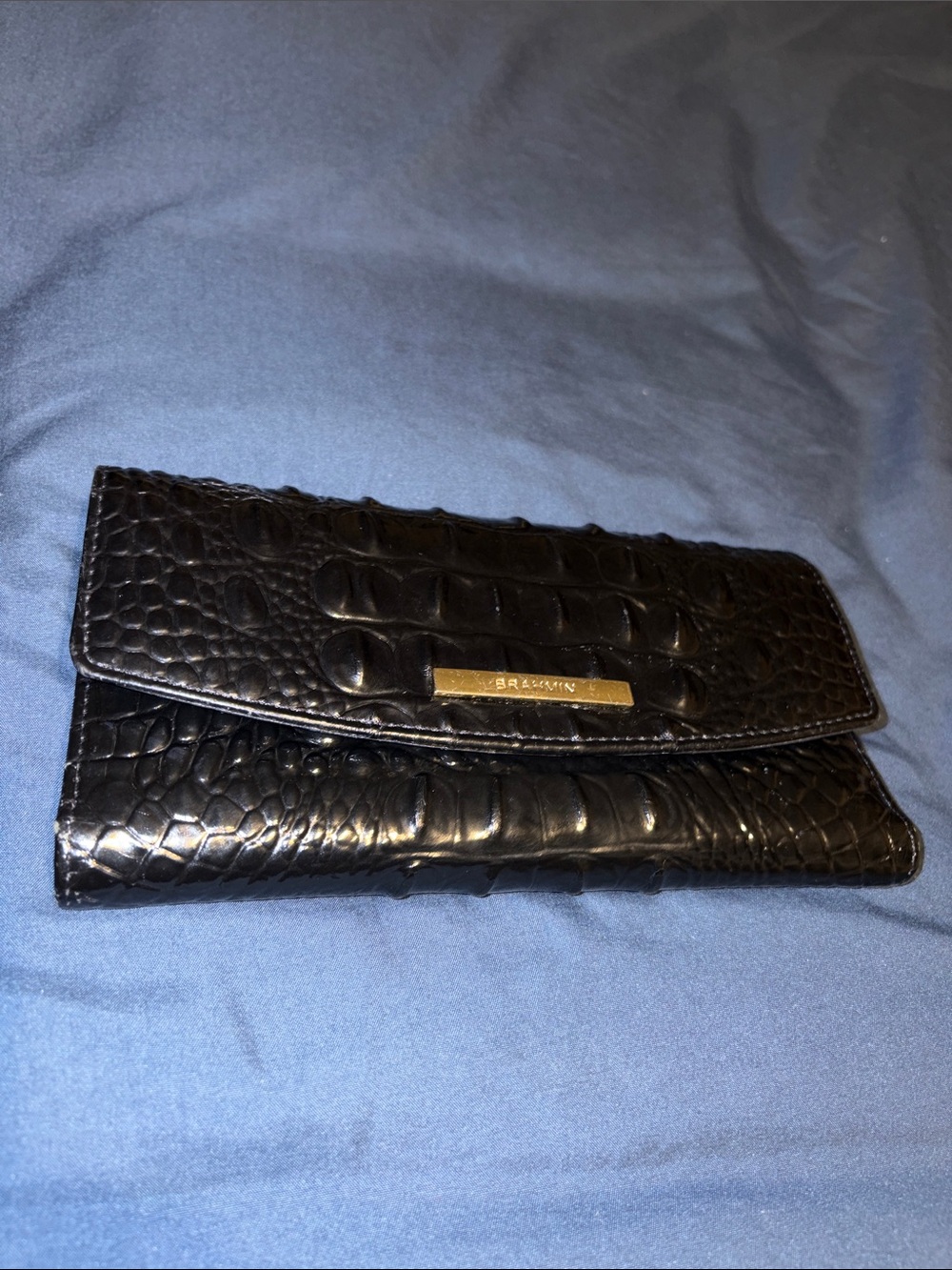 Brahmin Black Croc-Embossed Clutch with Gold Hardware - Picture 5 of 10